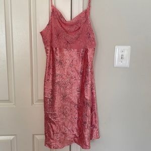 Satin lingerie night gown with chiffon scoop neckline